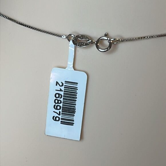 Lab Grown Blue and White Sapphire pendant Necklace in Sterling Silver 18” - Picture 6 of 9